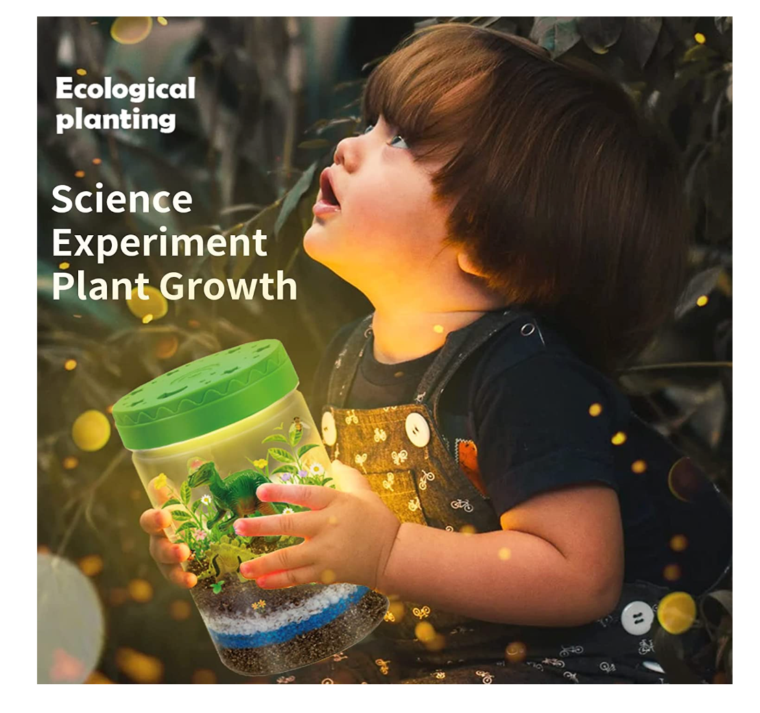Light-Up Dinosaurs Terrarium Kit for Kids, STEM Educational DIY Science Toys, Create Your Own Mini Dinosaur Garden, Dinosaur Toys Crafts Night Light, Science Experiments for Boys and Girls Gift