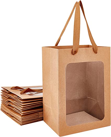 Paper Bag Eco Friendly Window Clear  Gift Bags for Gifts Toys Flower Bag Gift Packaging